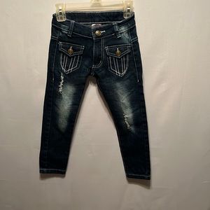 Crush Original Kids Distressed Jeans Blue Skinny Leg. Size 4 NWOT